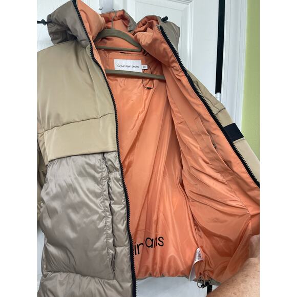 Calvin Klein Jeans modular 2 in 1 Puffer Jacket $325 winter Mens brown New Small - Picture 10 of 12